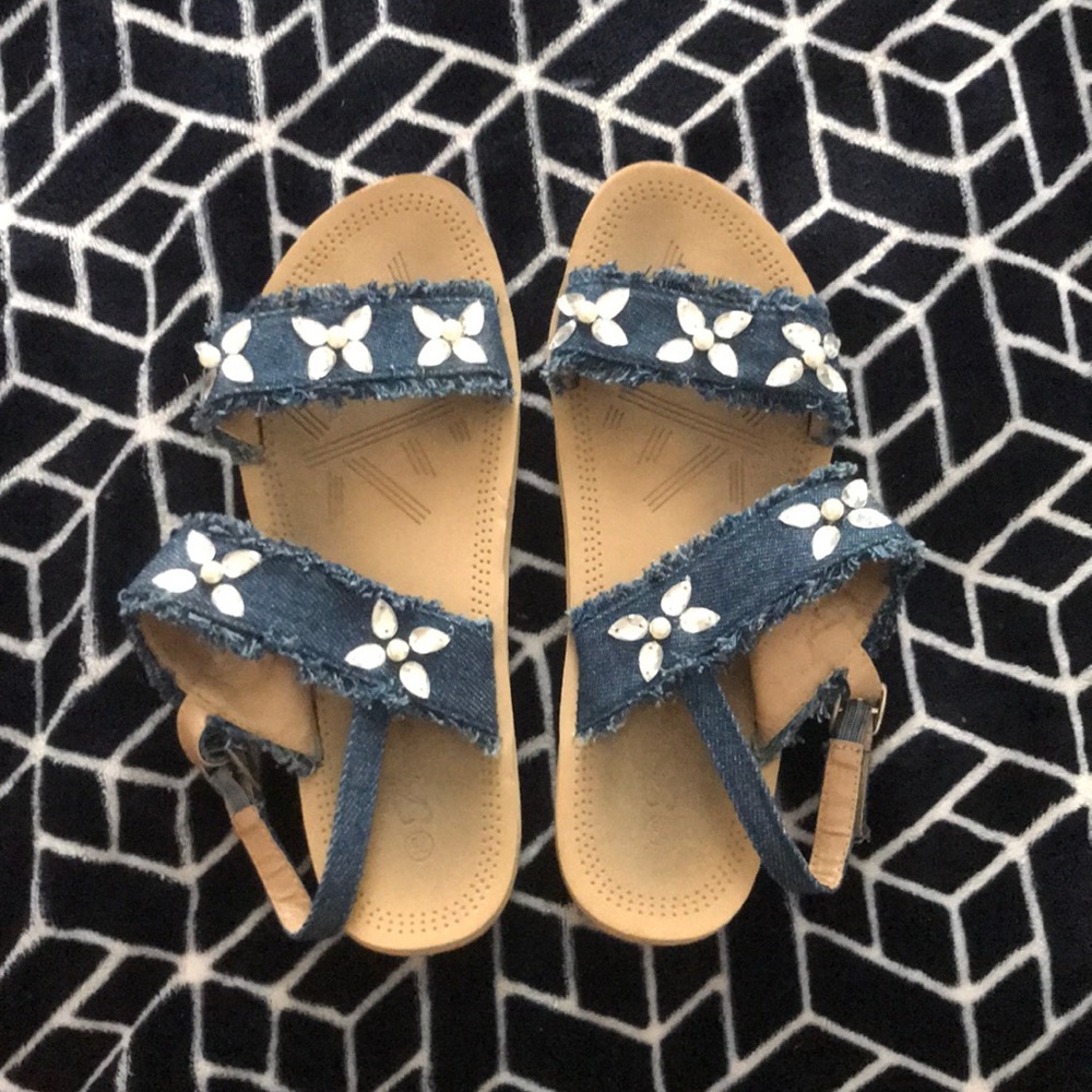 Brown and Denim platform sandals